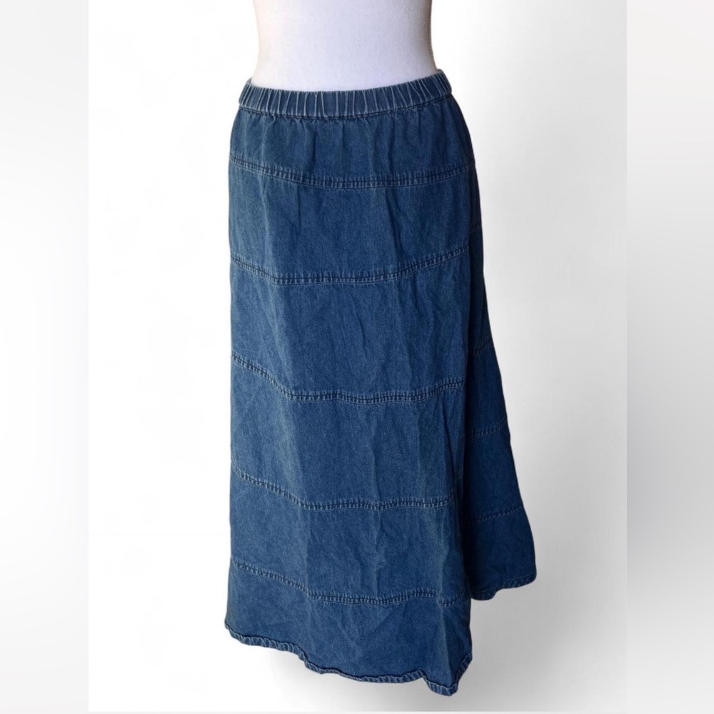 Blue denim vintage maxi skirt , perfect for fall in a pumpkin patch!!